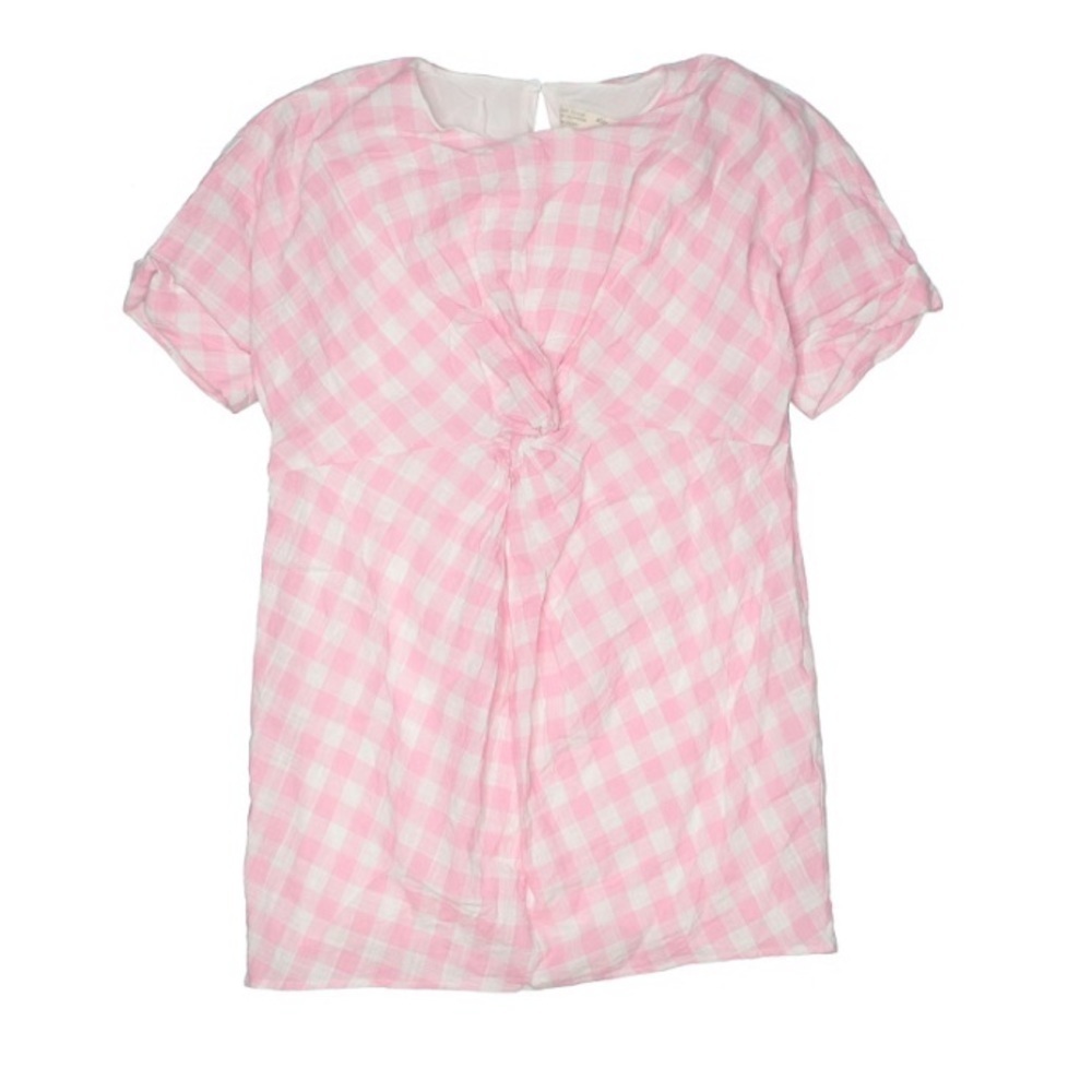ZARA Girls Front Knot Pink Plaid Picnic Tunic top girls 7